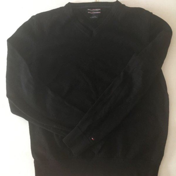Tommy Hilfiger Black Sweater 100% Wool Size XL - Picture 3 of 6